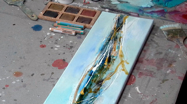 Lerne im geistreich Online-Kurs mit Angelika Biber Landschaft abstrakt auf extremem Format kennen