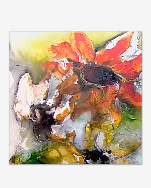 Lerne im geistreich Online-Kurs mit Eftichia Schlamadinger Sonnenblumen in Lasur-Technik kennen