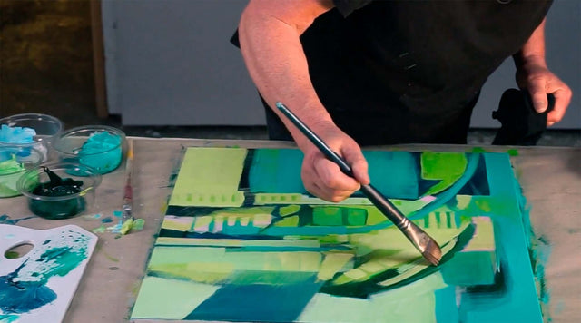 Lerne im geistreich Online-Kurs mit Helga Budde-Engelke Grün – Hellklare Farben und deckender Farbauftrag kennen