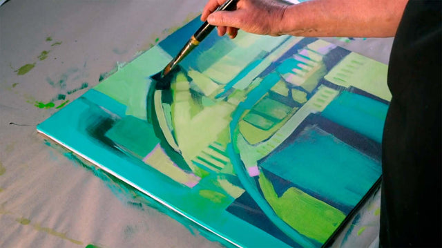 Lerne im geistreich Online-Kurs mit Helga Budde-Engelke Grün – Hellklare Farben und deckender Farbauftrag kennen