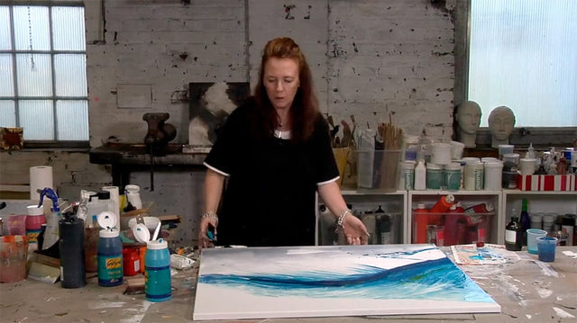 Lerne im geistreich Online-Kurs mit Isabelle Zacher-Finet Kraftvoll Blau - Experimentelle Malerei kennen