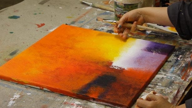 Lerne im geistreich Online-Kurs mit Andrea Rathert-Schützdeller Farbübergangs-Bild mit Struktur kennen