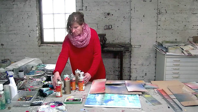 Lerne im geistreich Online-Kurs mit Angelika Biber Abstrahierte Stadtansicht in Mischtechnik kennen