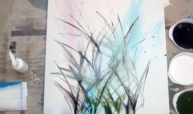 Lerne im geistreich Online-Kurs mit Angelika Domenig Gräser in Aqua-Acryltechnik kennen