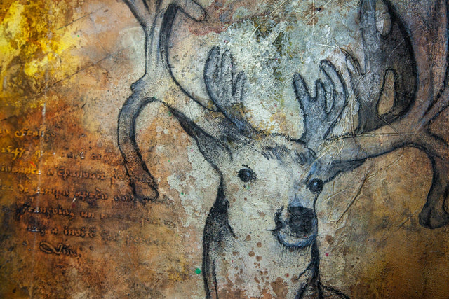 Lerne im geistreich Online-Kurs mit Anita Hörskens Geweihträchtig - Damwild in Mischtechnik kennen