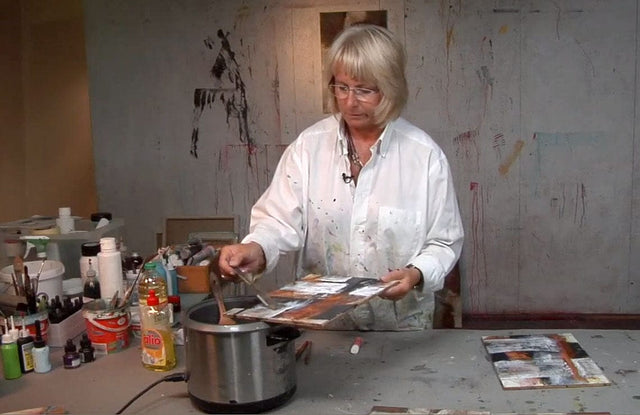 Lerne im geistreich Online-Kurs mit Anita Hörskens Rost, Wachs, Acryl/Öl und Collage kennen