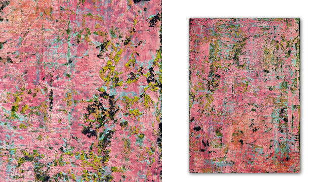 Lerne im geistreich Online-Kurs mit Barbara Wylon Grattage-Technik pink mit reliefartigen Strukturen kennen