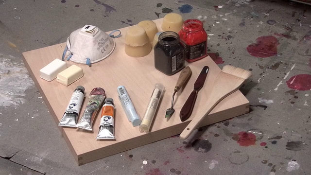 Lerne im geistreich Online-Kurs mit Birgit Hüttemann-Holz Enkaustik "Basics + Techniken" Einführungskurs kennen