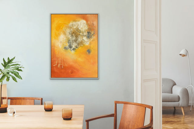 Lerne im geistreich Online-Kurs mit Conny Niehoff Collage-Technik mit Acryl in Orange kennen