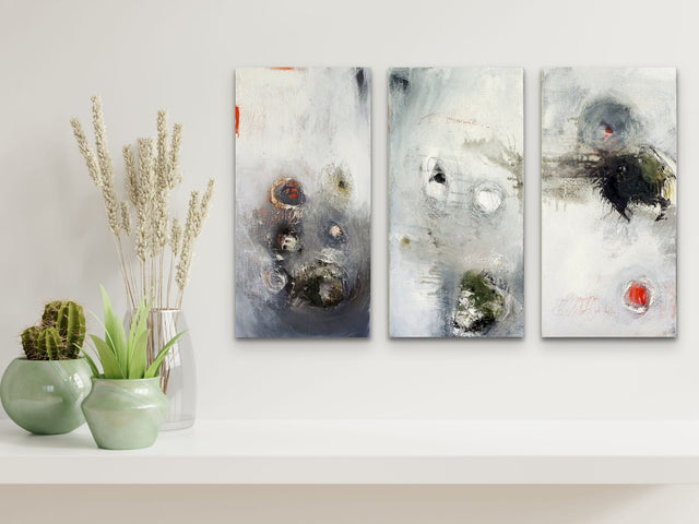 Lerne im geistreich Online-Kurs mit Conny Niehoff Triptychon graublau kennen