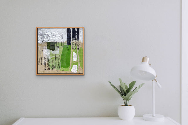 Lerne im geistreich Online-Kurs mit Cordula Kagemann Collage in grün mit Seidenpapier und Acryl kennen