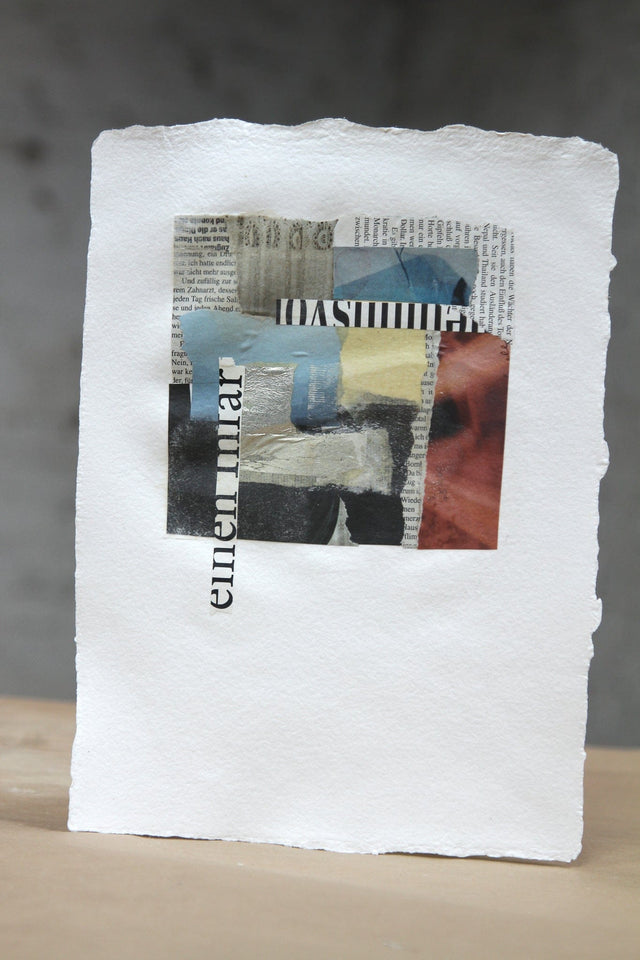 Lerne im geistreich Online-Kurs mit Cordula Kagemann Collage - Kleine Serie auf Büttenpapier kennen