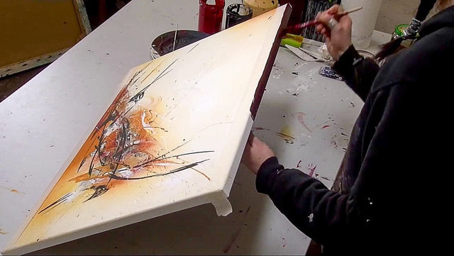 Lerne im geistreich Online-Kurs mit Friederike Meintke Acryl-Abstrakt mit Collage - Einzelbild kennen