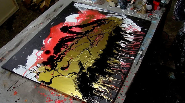 Lerne im geistreich Online-Kurs mit Günther Reil Bitumenfäden auf Goldpigment kennen