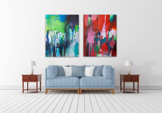 Lerne im geistreich Online-Kurs mit Ilona Griss-Schwärzler Abstraktion in rot und grün - 2 Bilder kennen