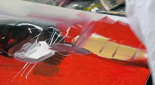 Lerne im geistreich Online-Kurs mit Ingrid Radinger Expressive Variationen - Collage, Rot, Bitumen kennen