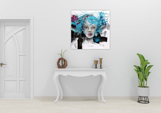 Lerne im geistreich Online-Kurs mit Isabelle Zacher-Finet Portrait "schrill" in Türkis kennen