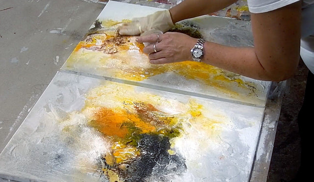 Lerne im geistreich Online-Kurs mit Isolde Folger Diptychon Gelb/Schwarz kennen