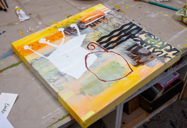 Lerne im geistreich Online-Kurs mit Karen Betty Tobias Schrift im Bild - Malerei und Collage kennen