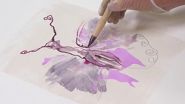 Lerne im geistreich Online-Kurs mit Karin Christoph Poetische Serie in Druck- und Mischtechnik kennen