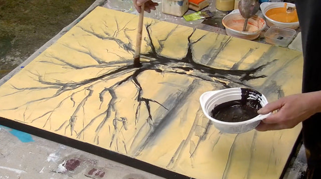 Lerne im geistreich Online-Kurs mit Olma Auskratz-Technik in Eitempera kennen