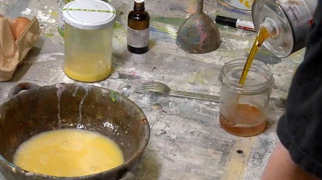 Lerne im geistreich Online-Kurs mit Olma Auswasch-Technik in Eitempera kennen