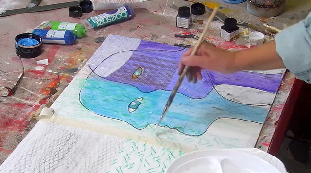 Lerne im geistreich Online-Kurs mit Petra Bergerhoff Mischtechnik Gesichter und Figuren kennen