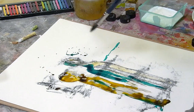 Lerne im geistreich Online-Kurs mit Petra Bergerhoff Monotypien in Mischtechnik kennen