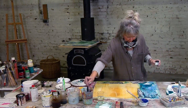 Lerne im geistreich Online-Kurs mit Petra Bergerhoff Monotypien in Mischtechnik kennen