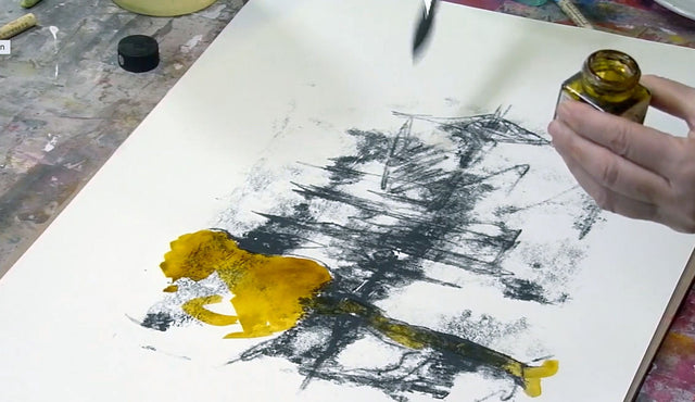 Lerne im geistreich Online-Kurs mit Petra Bergerhoff Monotypien in Mischtechnik kennen