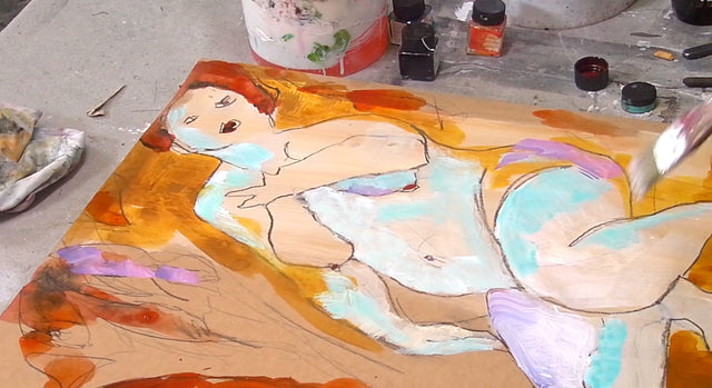 Lerne im geistreich Online-Kurs mit Petra Bergerhoff Weiblicher Akt - abstrakt und expressiv kennen