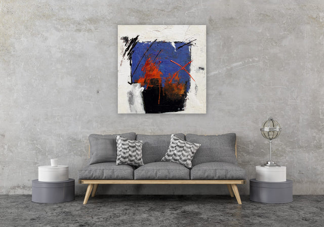 Lerne im geistreich Online-Kurs mit Petra Klos Schichtenmalerei abstrakt in blau/rot kennen