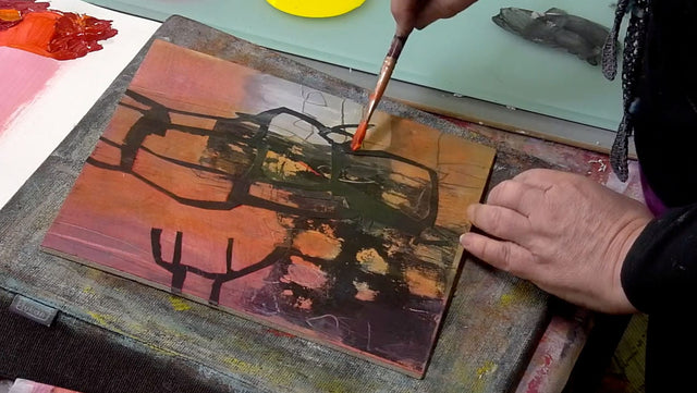 Lerne im geistreich Online-Kurs mit Sabine Kinder Acryl-Mischtechnik und Foto-Transfer kennen