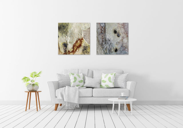 Lerne im geistreich Online-Kurs mit Sonja Schmid Materialbild(er) mit Dachpappe und Lack kennen