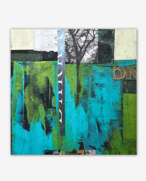 Collage - Monotypie grün-blau