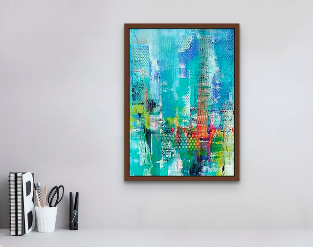 Lerne im geistreich Online-Kurs mit Angelika Biber Abstrahierte Stadtansicht in Mischtechnik kennen