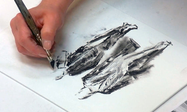 Lerne im geistreich Online-Kurs mit Angelika Domenig Cityscapes Violett - Stadtansicht mit Menschen kennen