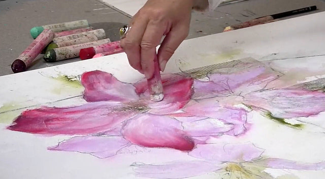 Lerne im geistreich Online-Kurs mit Anita Hörskens Clematis in Mischtechnik kennen