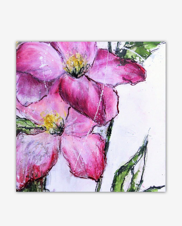 Lerne im geistreich Online-Kurs mit Anita Hörskens Clematis in Mischtechnik kennen