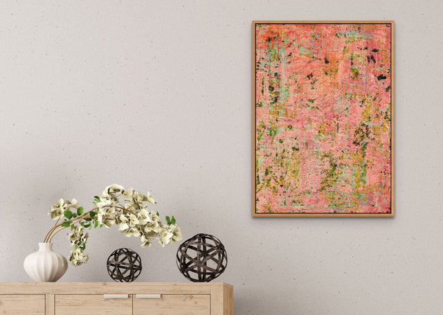 Lerne im geistreich Online-Kurs mit Barbara Wylon Grattage-Technik pink mit reliefartigen Strukturen kennen