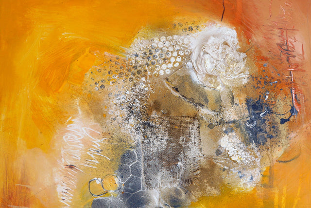 Lerne im geistreich Online-Kurs mit Conny Niehoff Collage-Technik mit Acryl in Orange kennen