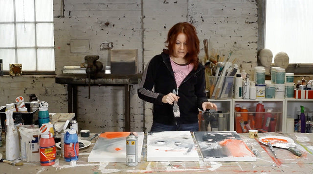 Lerne im geistreich Online-Kurs mit Conny Niehoff Triptychon graublau kennen