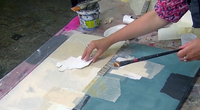 Lerne im geistreich Online-Kurs mit Cordula Kagemann Collage Landschaft abstrakt kennen