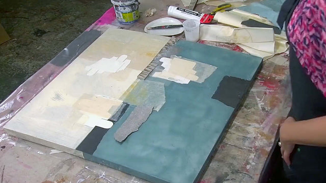 Lerne im geistreich Online-Kurs mit Cordula Kagemann Collage Landschaft abstrakt kennen