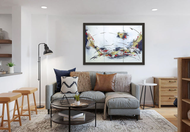 Lerne im geistreich Online-Kurs mit Friederike Meintke Acryl-Abstrakt mit Collage - Triptychon kennen