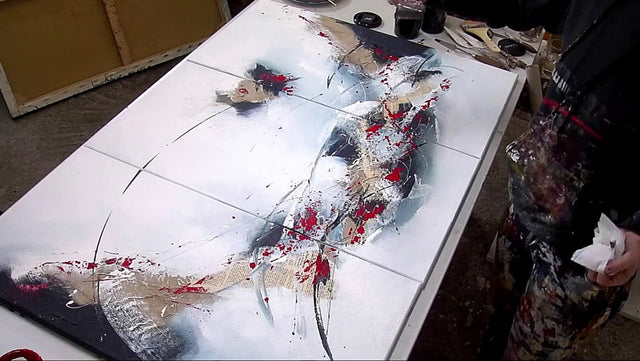 Lerne im geistreich Online-Kurs mit Friederike Meintke Acryl-Abstrakt mit Collage - Triptychon kennen