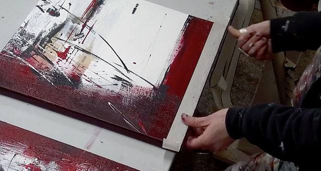 Lerne im geistreich Online-Kurs mit Friederike Meintke Acryl-Abstrakt mit Struktur & Collage als Diptychon kennen