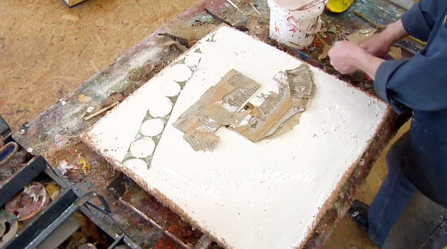 Lerne im geistreich Online-Kurs mit Günther Reil Kartonrippen-Bild in Mischtechnik kennen