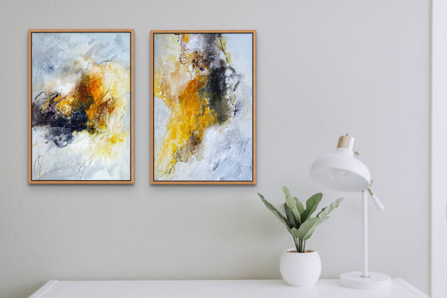 Lerne im geistreich Online-Kurs mit Isolde Folger Diptychon Gelb/Schwarz kennen