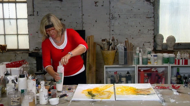 Lerne im geistreich Online-Kurs mit Isolde Folger Diptychon Gelb/Schwarz kennen